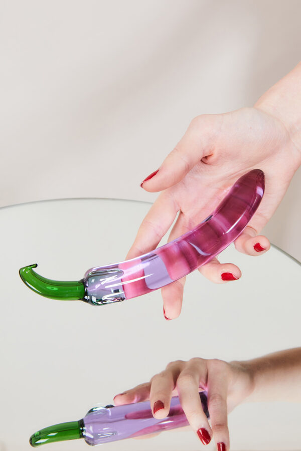 🍆 Dildo en verre Aubergine PRENDS TES VITAMINES