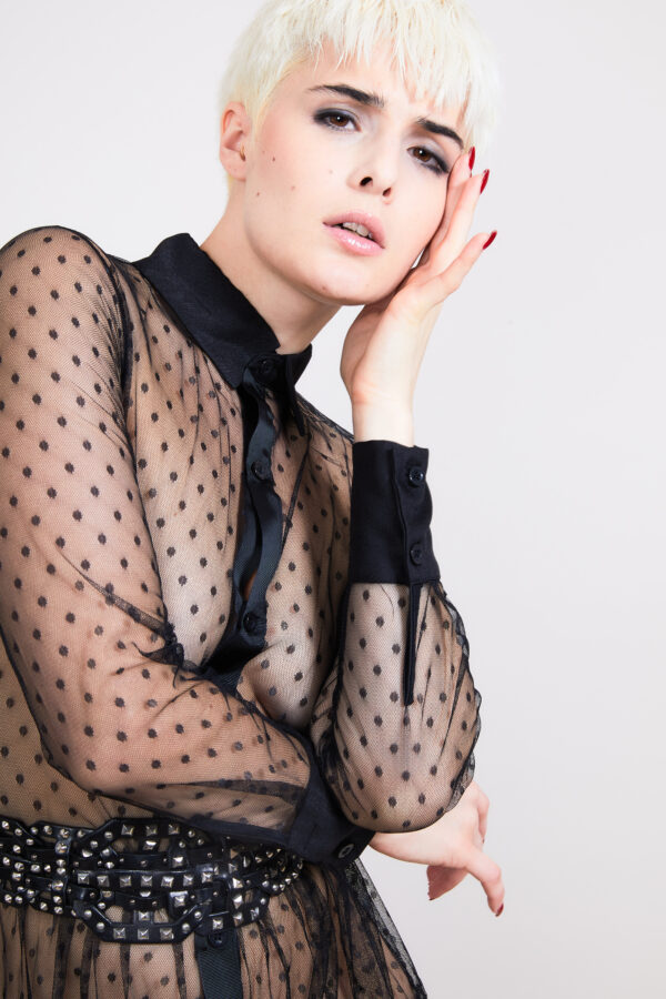 Robe noire en tulle transparent EMY
