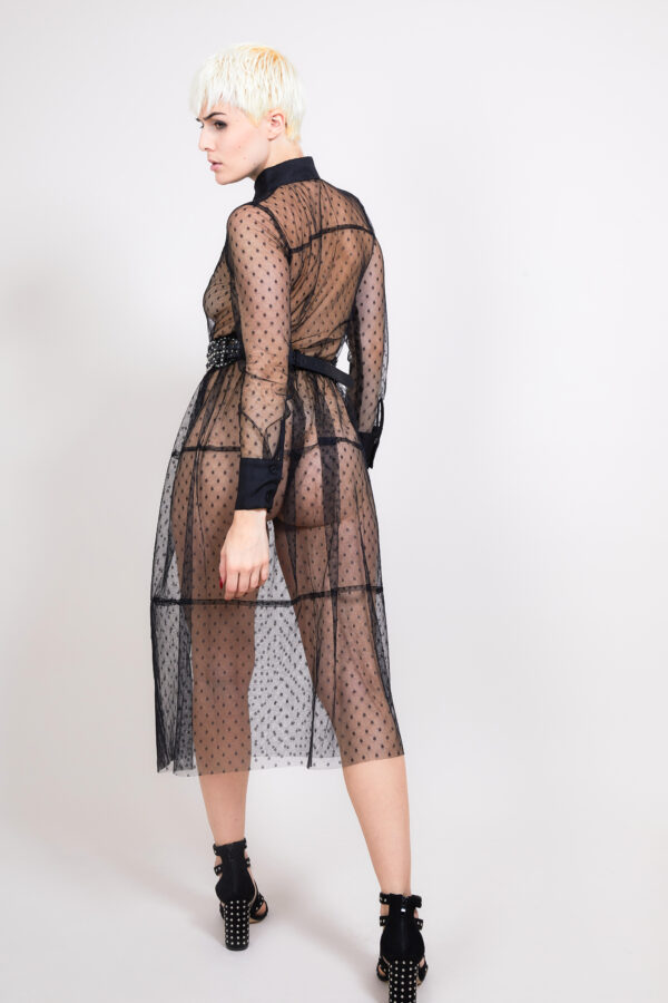 Robe noire en tulle transparent EMY