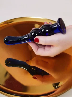 plug anal en verre bleu