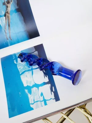 plug anal en verre bleu
