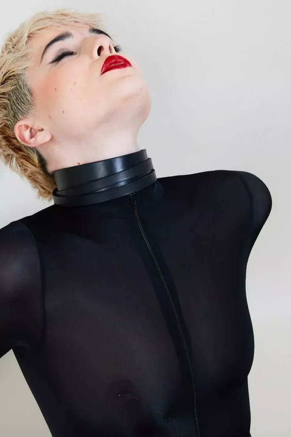 Catsuit UNZIP ME en zentai noir semi-opaque