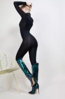Catsuit UNZIP ME en zentai noir semi-opaque