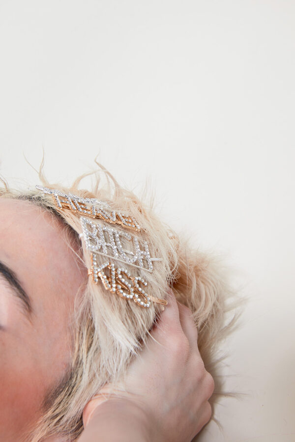 Barrette strass Silver BITCH