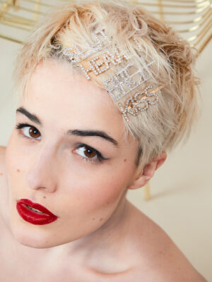 Barrette strass Silver SLUT