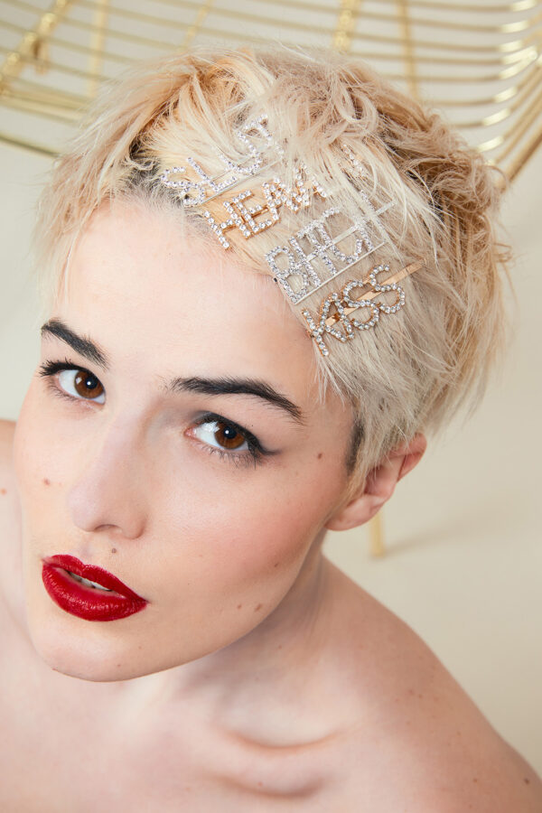 Barrette strass Silver SLUT