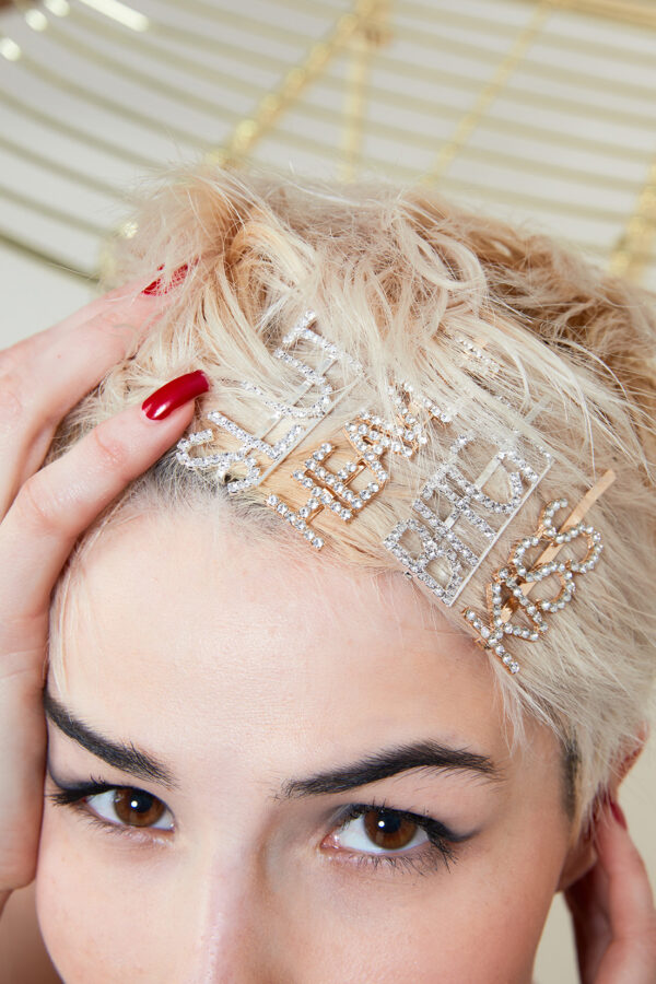 Barrette strass Silver SLUT
