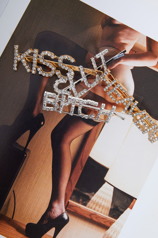 Barrette strass Silver SLUT
