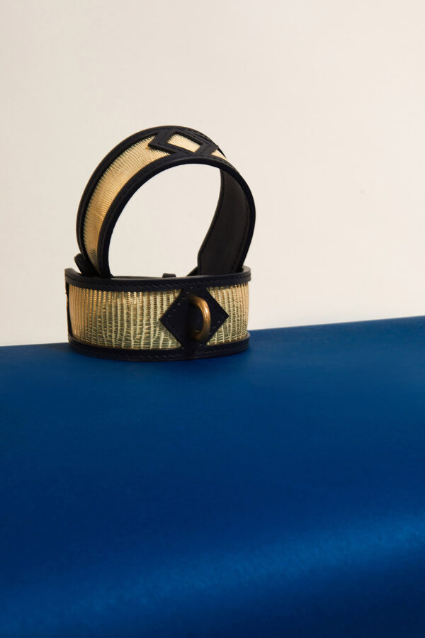 Collier de soumission en cuir Gold LADY LUCK x Abara