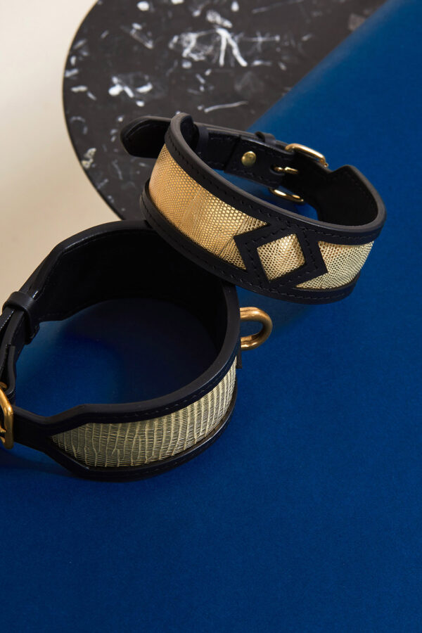 Collier de soumission en cuir Gold LADY LUCK x Abara