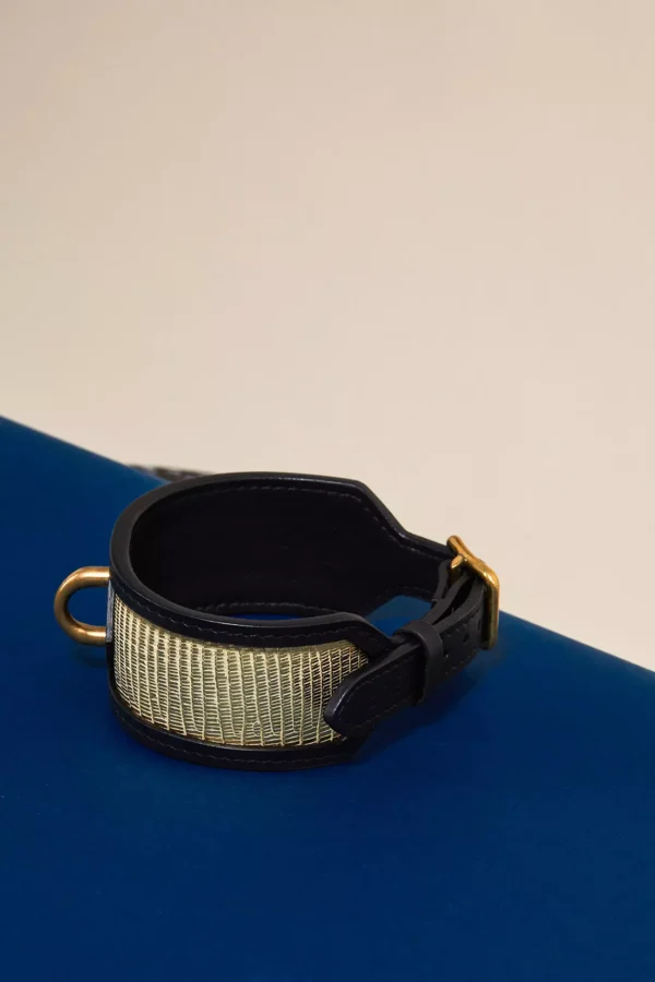 Collier de soumission en cuir Gold LADY LUCK x Abara