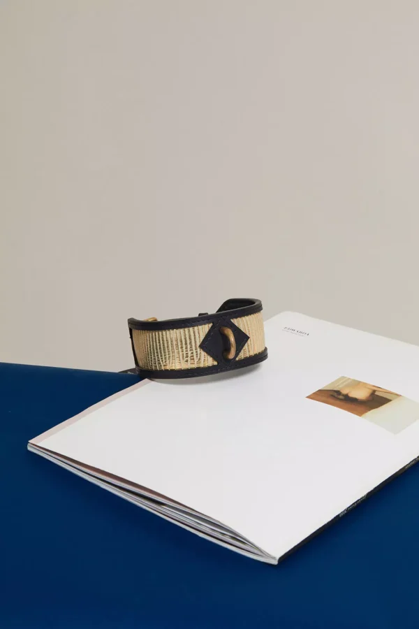 Collier de soumission en cuir Gold LADY LUCK x Abara