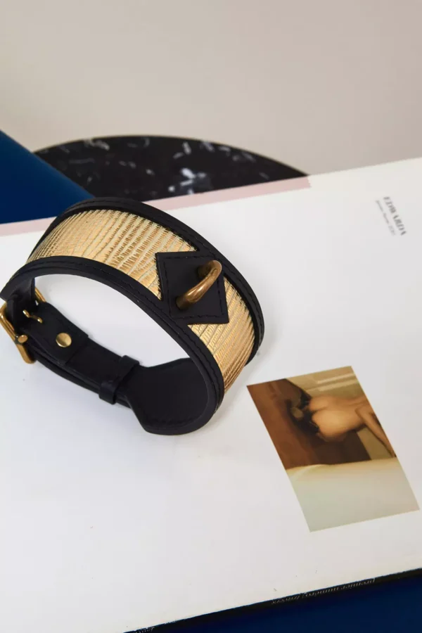 Collier de soumission en cuir Gold LADY LUCK x Abara