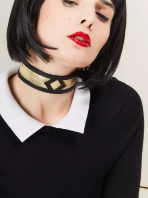 Choker en cuir Gold LADY LUCK x Abara