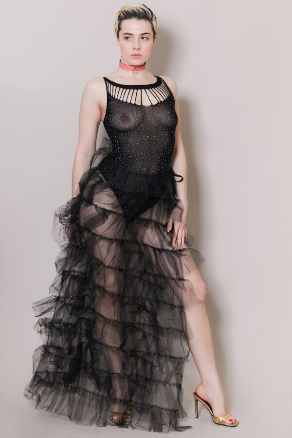 Jupe ouverte tulle noir BACHELORETTE