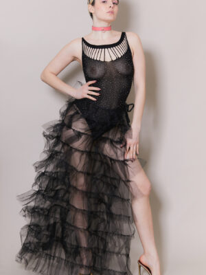 Jupe ouverte tulle noir BACHELORETTE