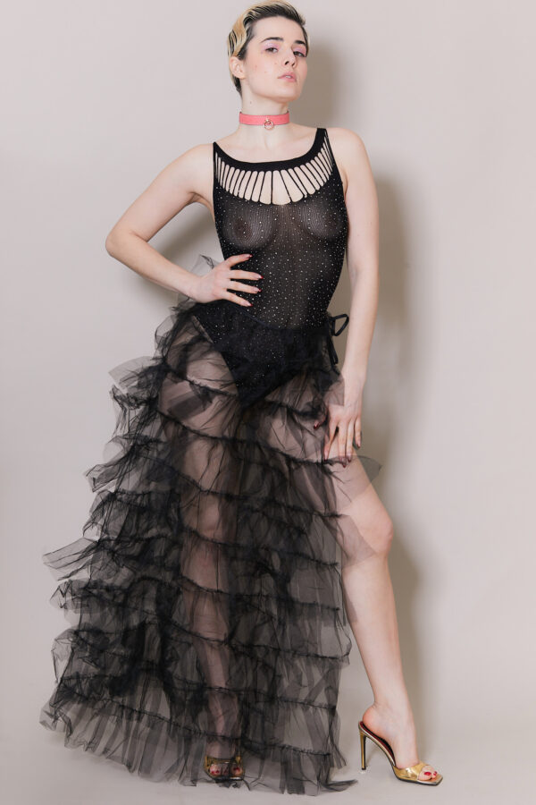 Jupe ouverte tulle noir BACHELORETTE