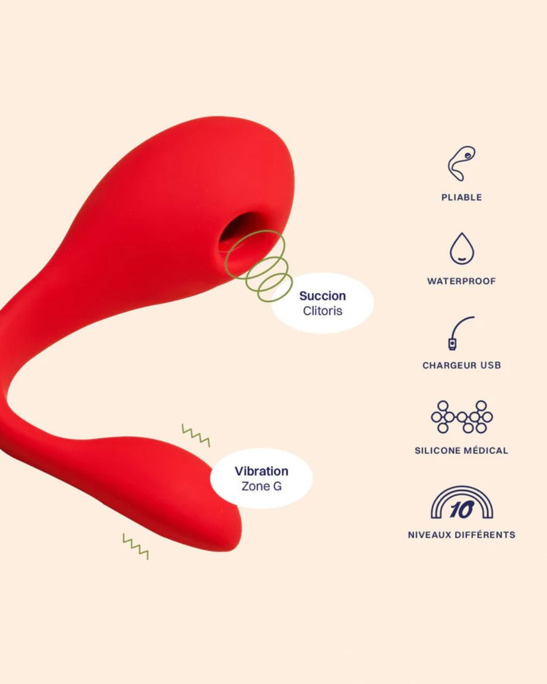 Éveillez votre Sensualité avec nos Sextoys Puissante® Raffinés, de Qualité et Polyvalents. Coco de Puissante® c'est 10 modes différents, à la fois pour la Succion et la Vibration