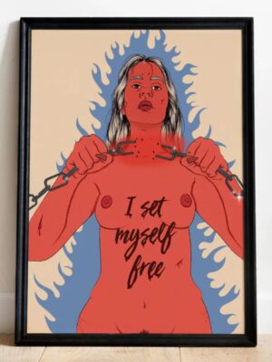 Affiche I Set Myself Free! L'univers de Troty est à la fois pop, politique et poétique, pensé pour faire rayonner la puissance féminine sur vos murs. Affiches féministes Troty à découvrir!